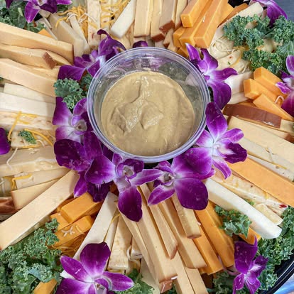 Cheese tray with orchids