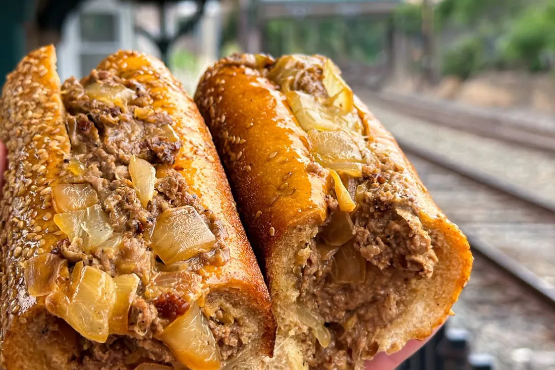 Sum Pig cheesesteak at the Fort Washington train station